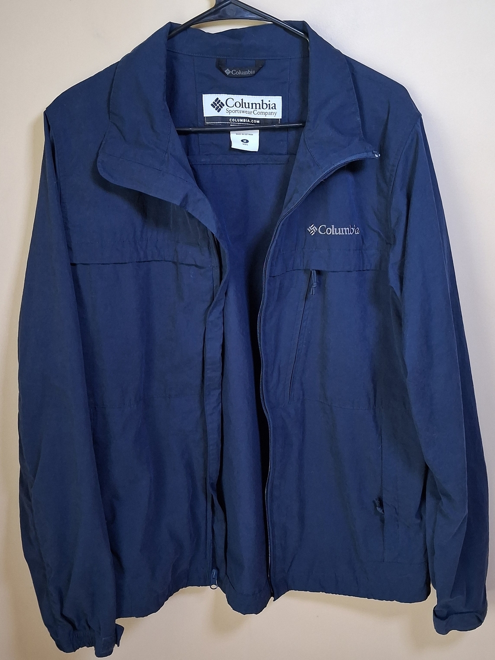 Columbia Omni Shield Men’s Blue Full Zip Pockets Windbreaker Jacket; Size M